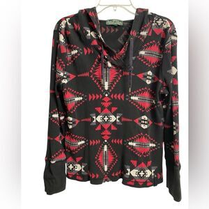 Lauren Ralph Lauren Active Sweatshirt Hoodie Women's M-L Aztec Thermal Cotton